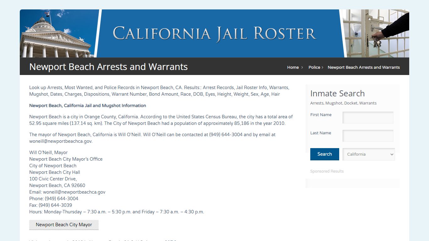 Newport Beach Arrests and Warrants | Jail Roster Search