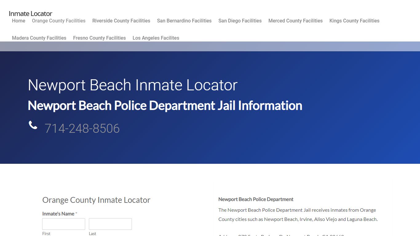 Newport Beach Police Department - Inmate Locator